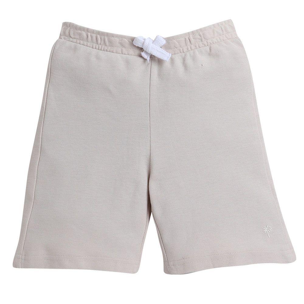 Victor And Jane - Boys Junior Elasticated Waist Shorts - 2 Pcs - Beige And Light Blue