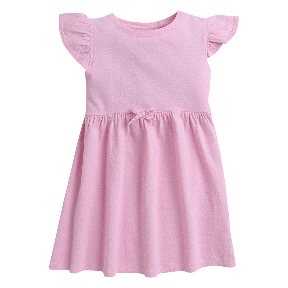 Victor And Jane - Girls Ruffle Cotton Dress - Pink And Blue - 2 Pcs