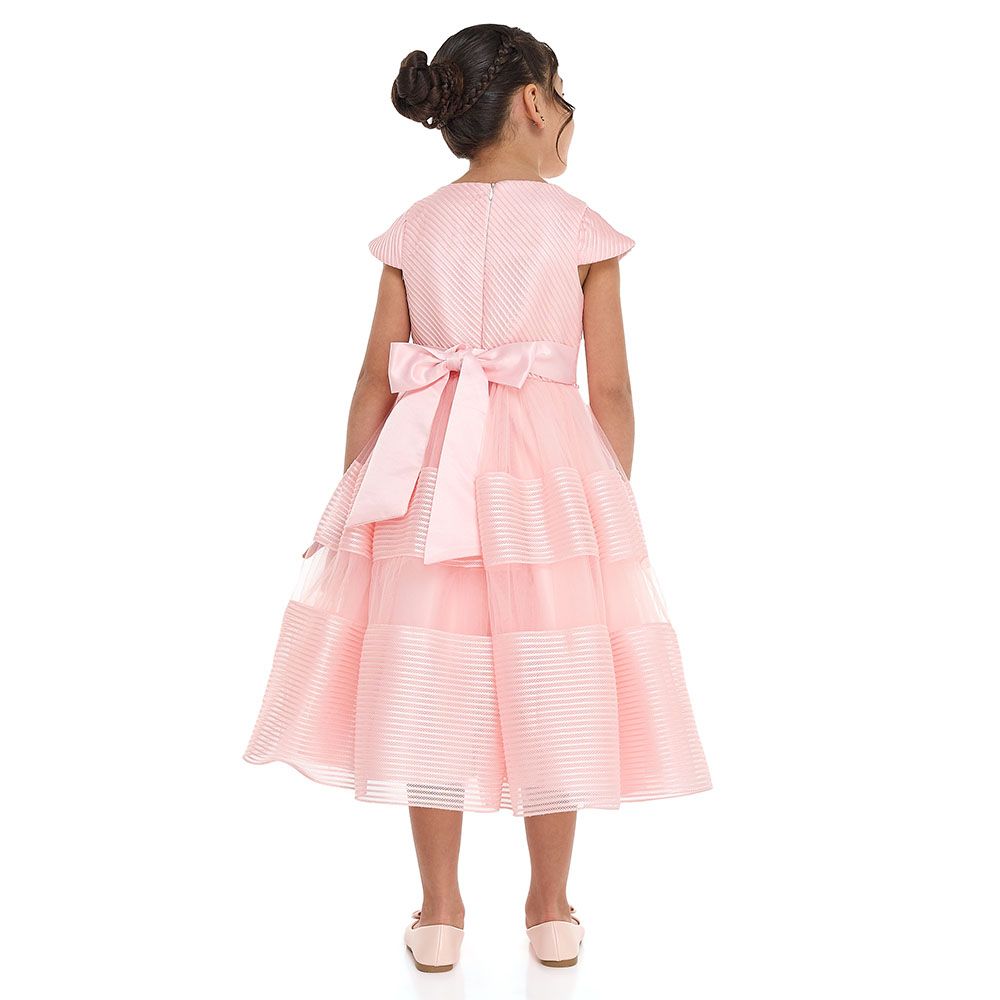 Victor And Jane - Girl's Striped Occasion Dress - Pink