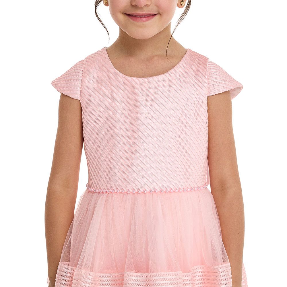 Victor And Jane - Girl's Striped Occasion Dress - Pink