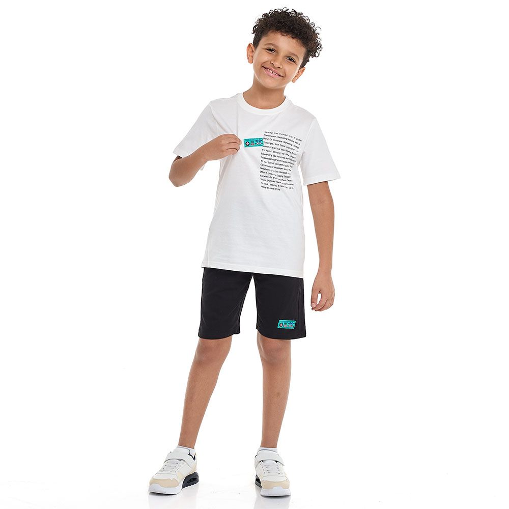 Victor and Jane - Boys Game Ready Football Championship T-Set And Shorts - Off White/Black