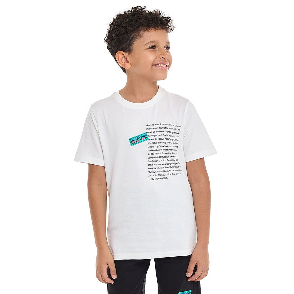 Victor and Jane - Boys Game Ready Football Championship T-Set And Shorts - Off White/Black