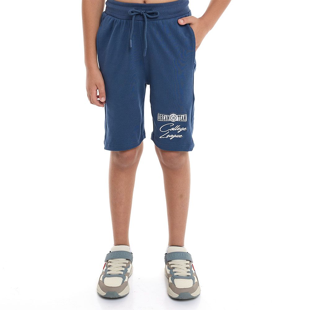 Victor And Jane - 2pc-Set - Boy's LA Embroidered T-Shirt & Shorts - Sea Blue