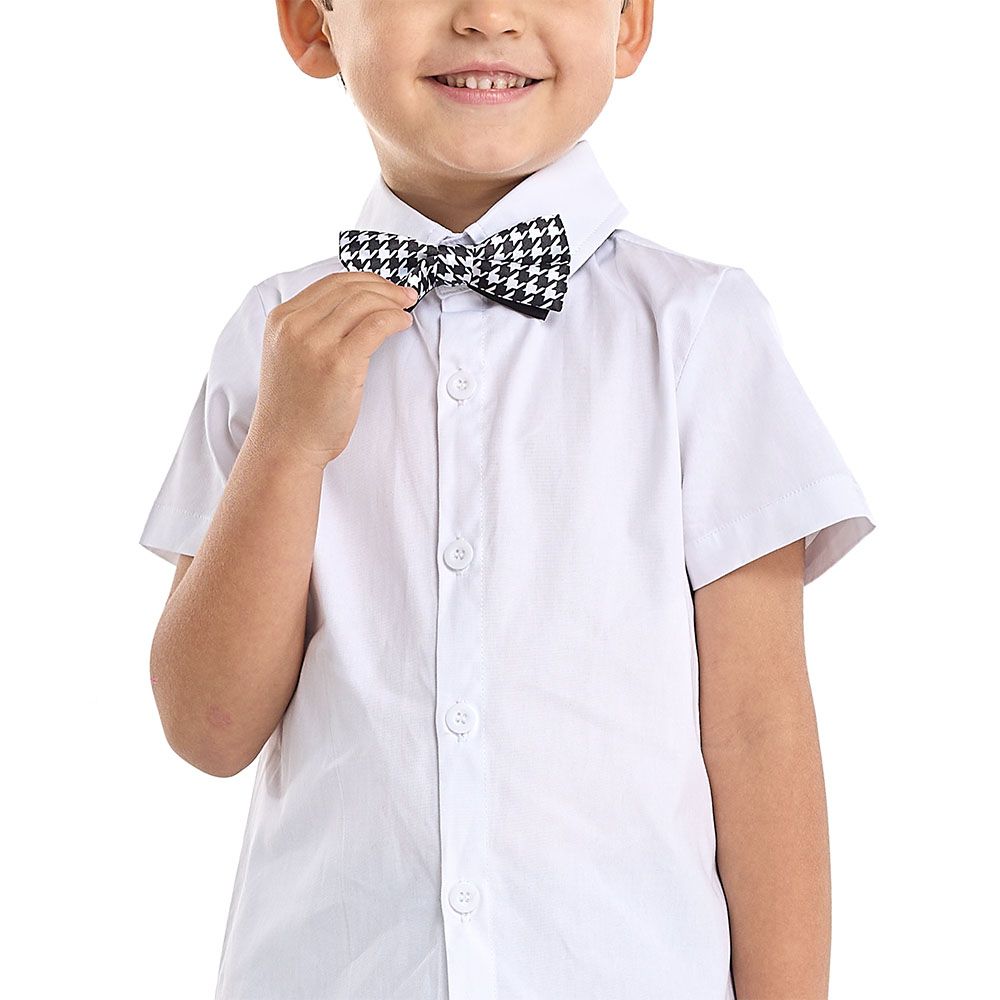 Victor and Jane - GreY Shorts And Braces Set + Shortsleeves Polo With Shorts Set & Bow Tie - 2 To 8Y