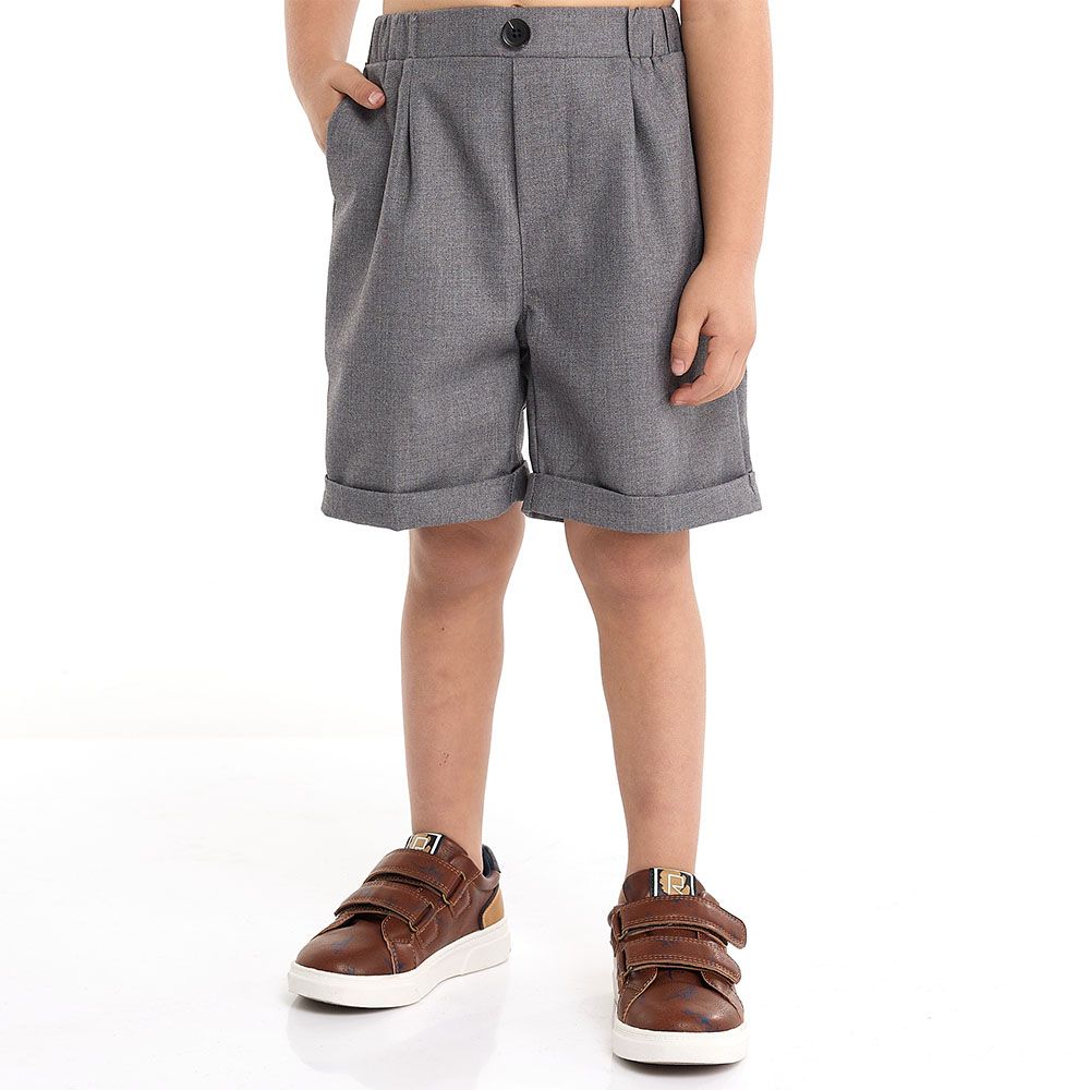 Victor and Jane - GreY Shorts And Braces Set + Shortsleeves Polo With Shorts Set & Bow Tie - 2 To 8Y