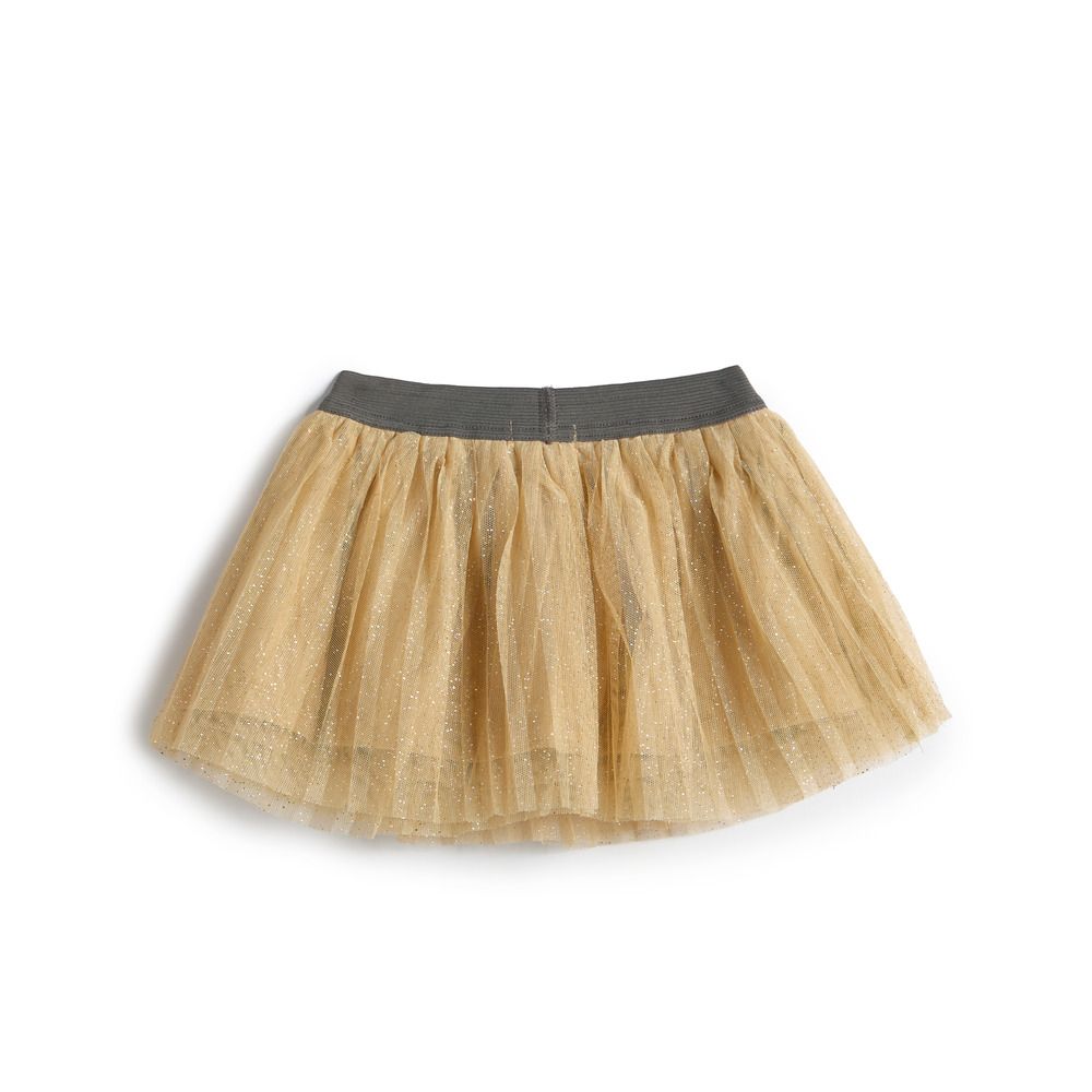 Dirkje - 2pc-Set - Girl' Top And Mesh Skirt - Off-White/Dark Sand