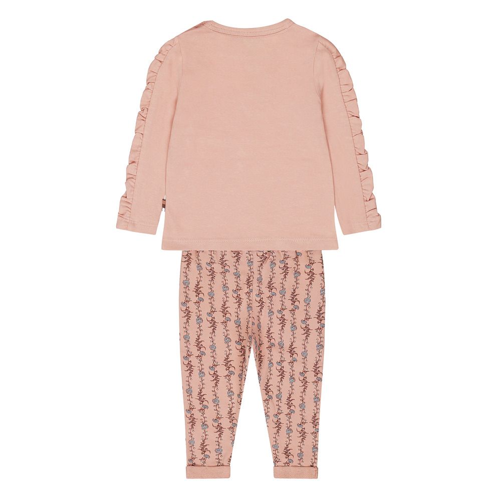 Dirkje - 2pc-Set - Top And Printed Pants - Dusty Pink