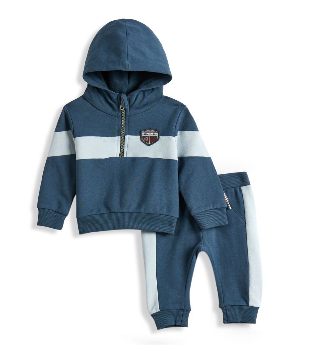 Dirkje - 2pc-Set - Long Sleeves Hoodie And Pants - Blue