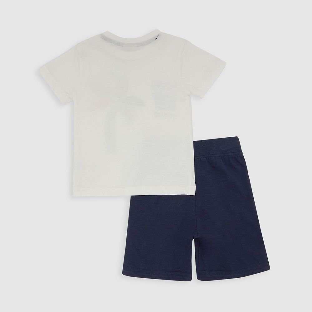 Victor and Jane - Baby Boy T-Shirt & Shorts - 2pc Set - Navy/Ivory