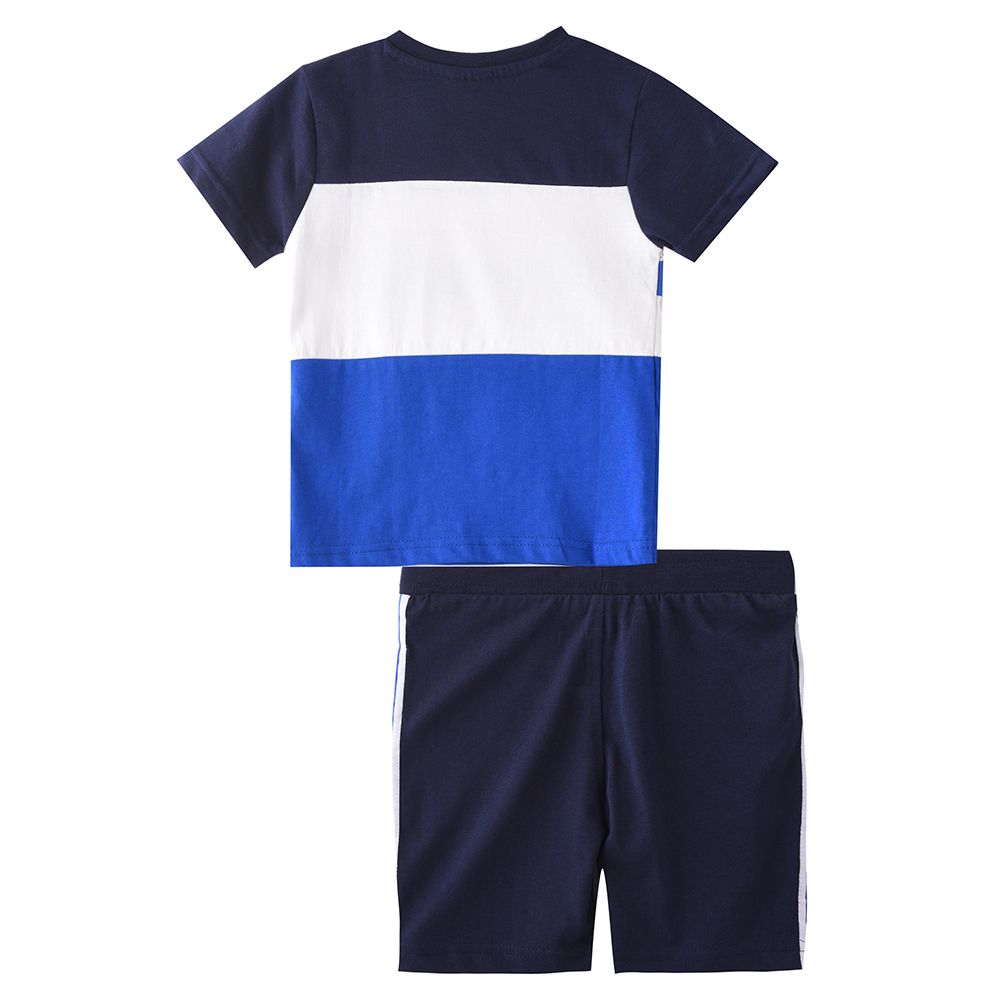 Victor and Jane - 2pc-Set - Baby Boy Legend Racing T-Shirt & Shorts Set - Blue