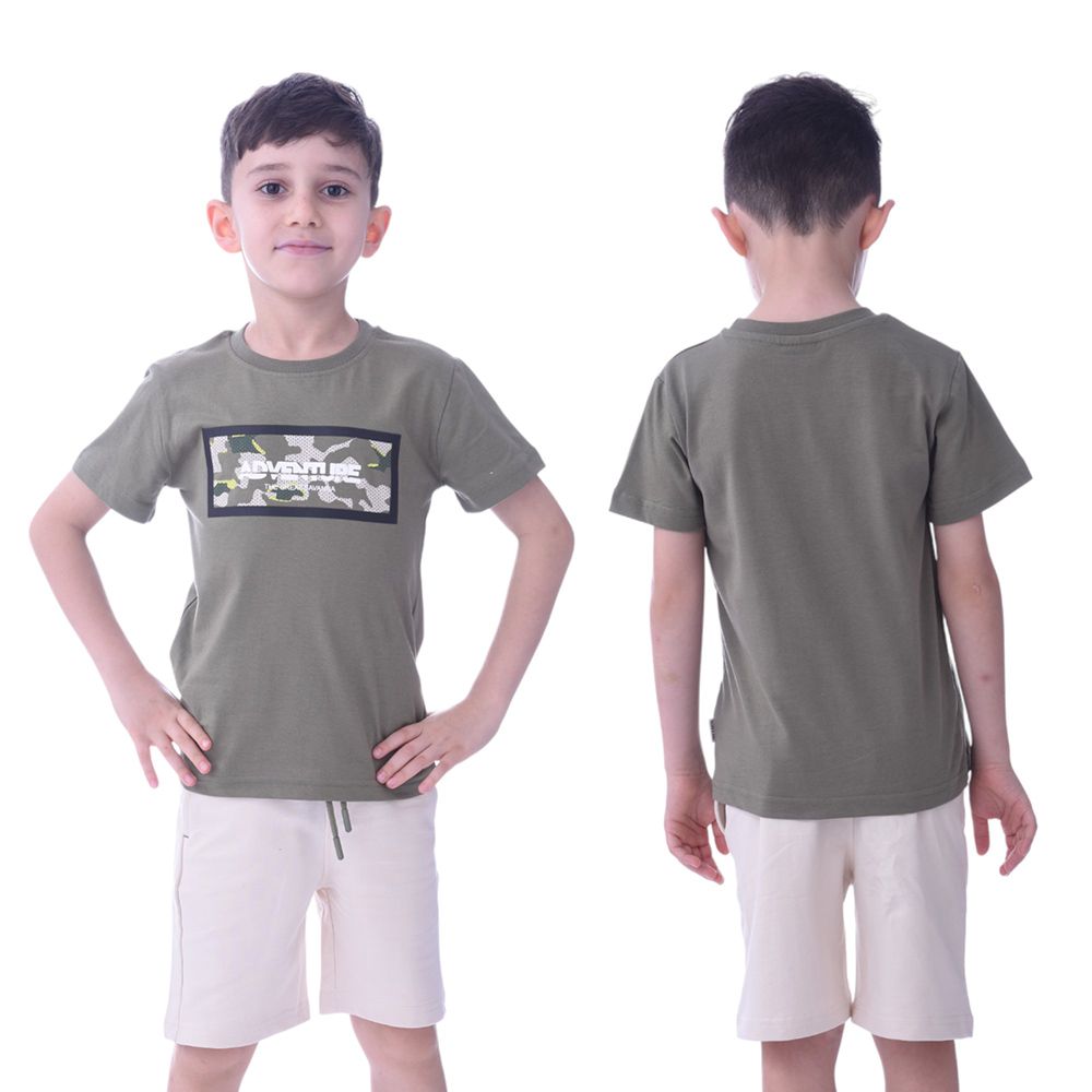 Victor and Jane - 2pc-Set - Adventure T-shirt & Shorts - Olive/Cream