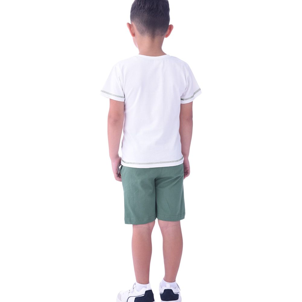 Victor and Jane - 2pc-Set - Old School Here T-shirt & Shorts - Ivory/Green