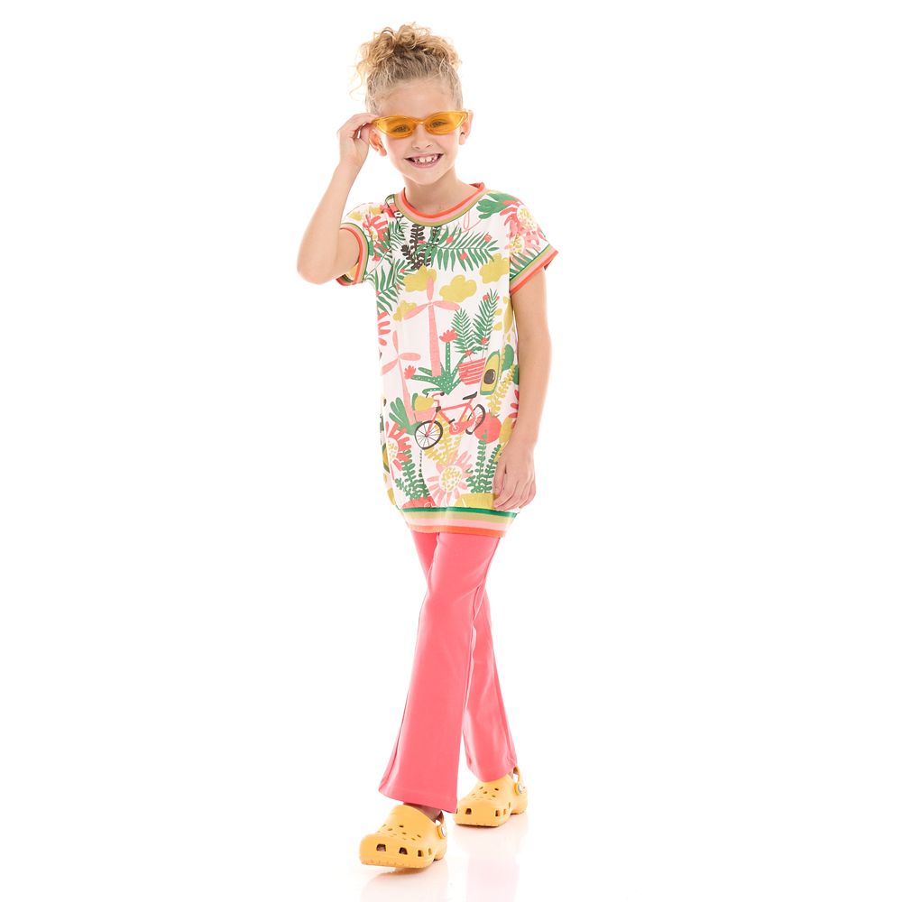 Victor and Jane - Girls' Printed Short Sleeve Long Top