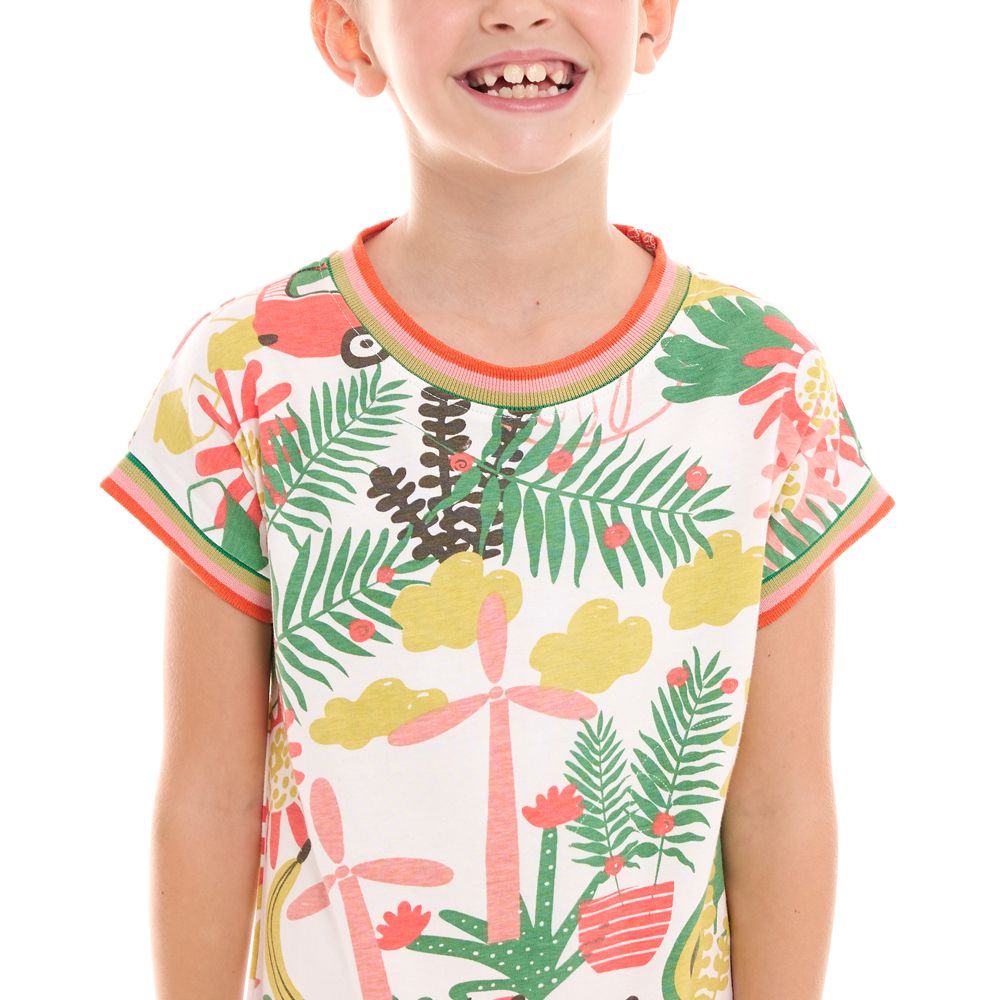 Victor and Jane - Girls' Printed Short Sleeve Long Top