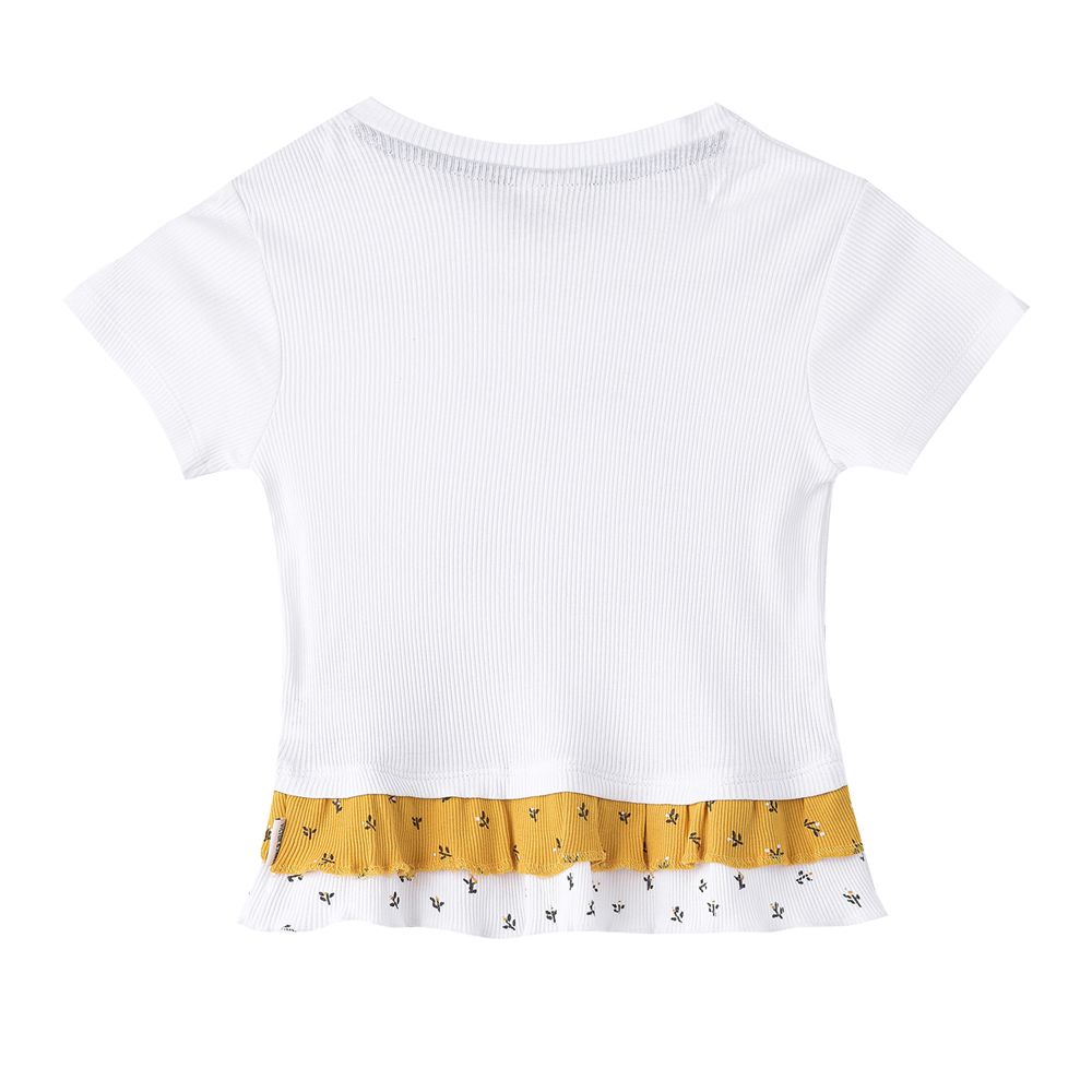 Victor and Jane - Baby Girls' Tiered Top And Short - Off-White/Mustard