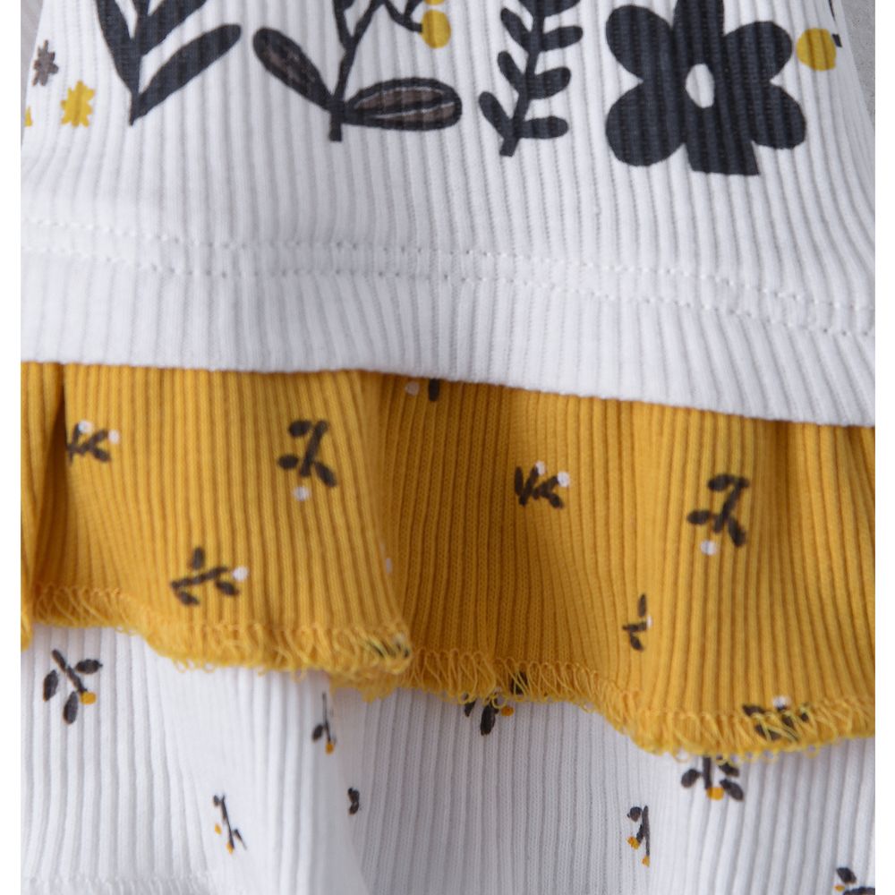 Victor and Jane - Baby Girls' Tiered Top And Short - Off-White/Mustard