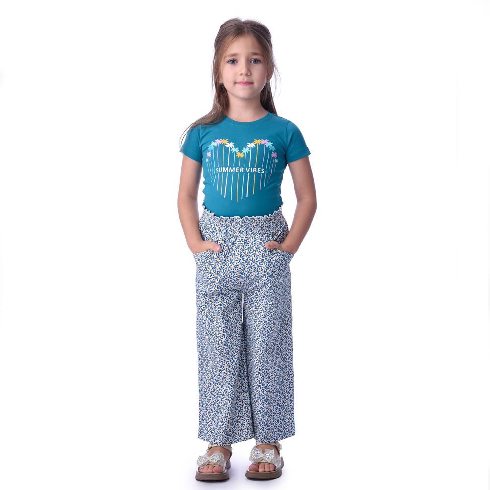 Victor and Jane - 2pc-Set - Girls Summer Vibes Tee And Straight Fit Pants