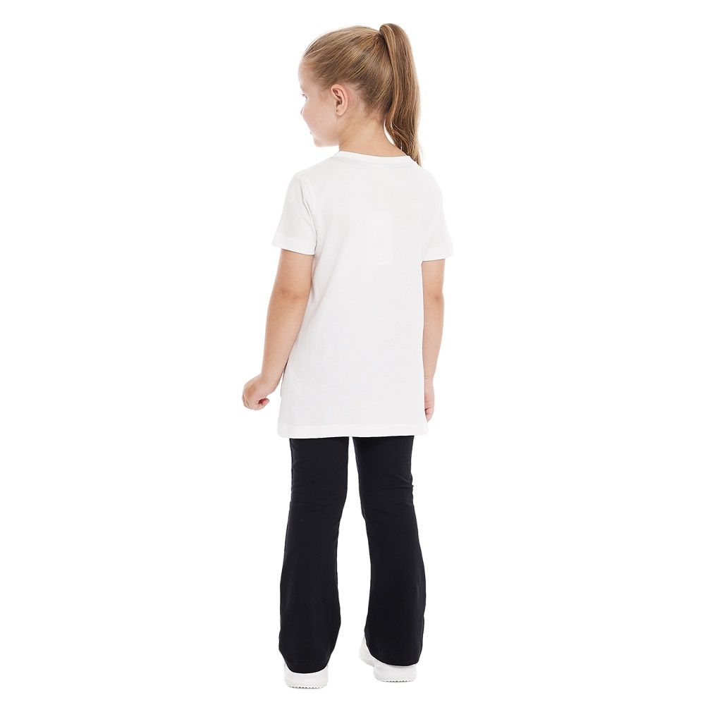 Victor and Jane - 2pc-Set - Girl's Tee And Flared Legging Outfit - Off-White/Black