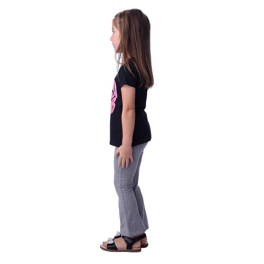 Victor and Jane - 2pc-Set - Girl's Tee And Flared Legging Outfit -  Black/Grey