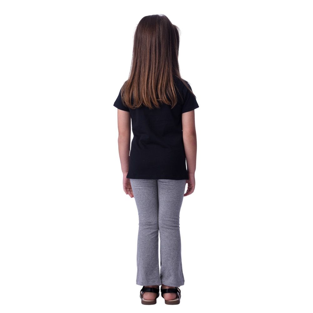 Victor and Jane - 2pc-Set - Girl's Tee And Flared Legging Outfit -  Black/Grey