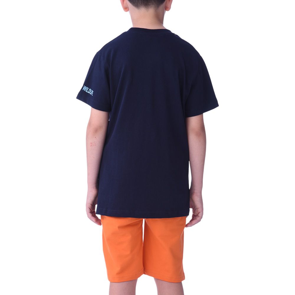 Victor and Jane - Senior Boys' Dive Rider T-Shirt & Shorts 2pc Set - Navy/Orange