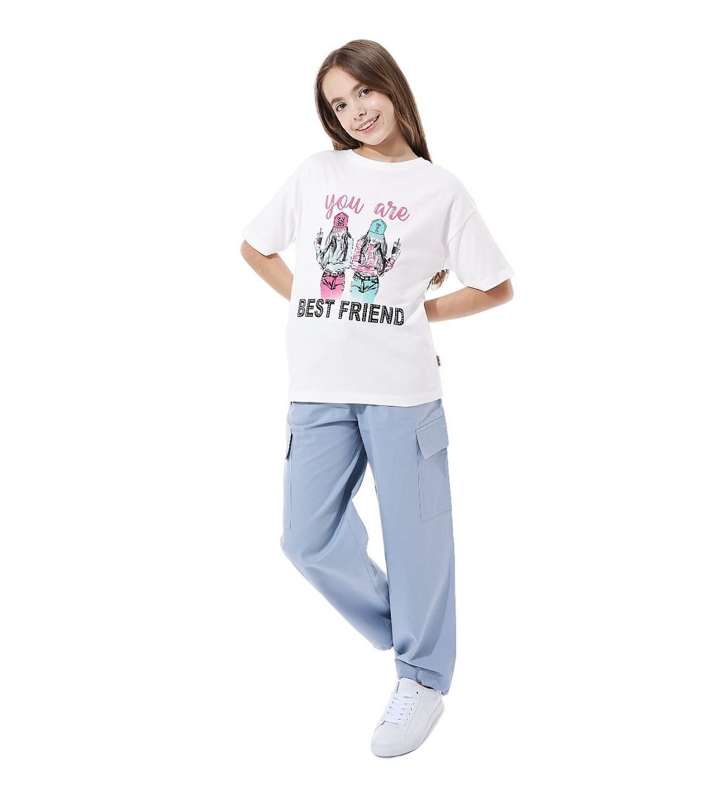 Victor and Jane - Girl's T-Shirt And Cargo Pants - Blue/White