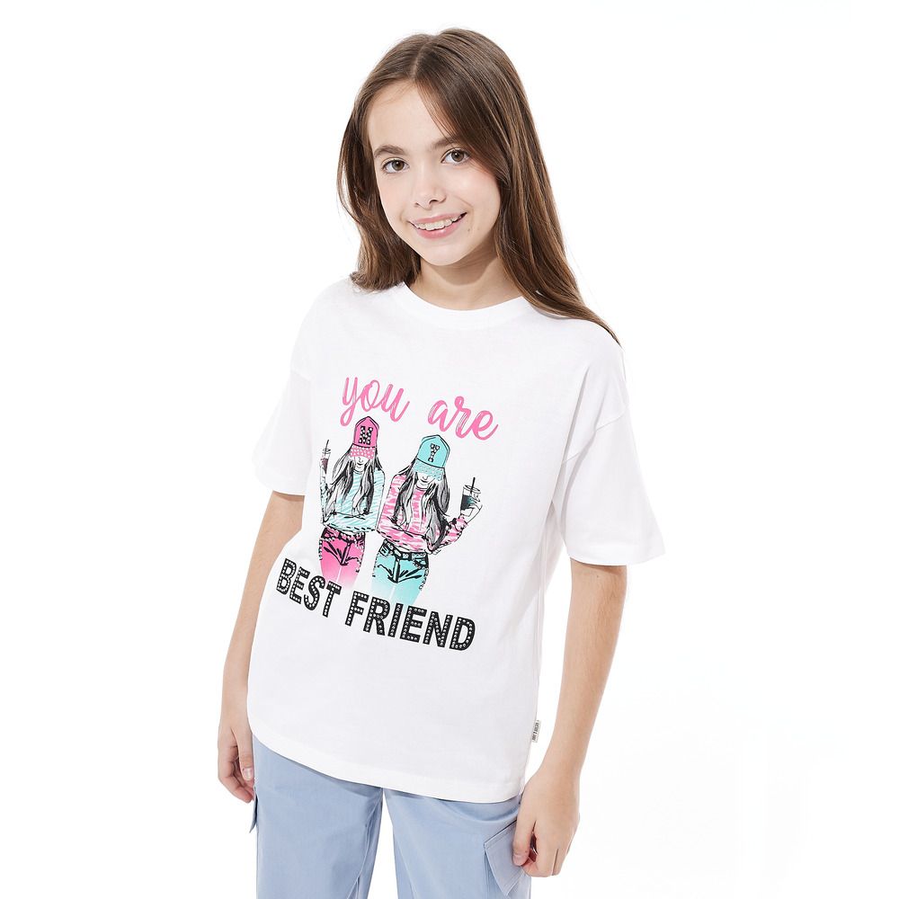 Victor and Jane - Girl's T-Shirt And Cargo Pants - Blue/White