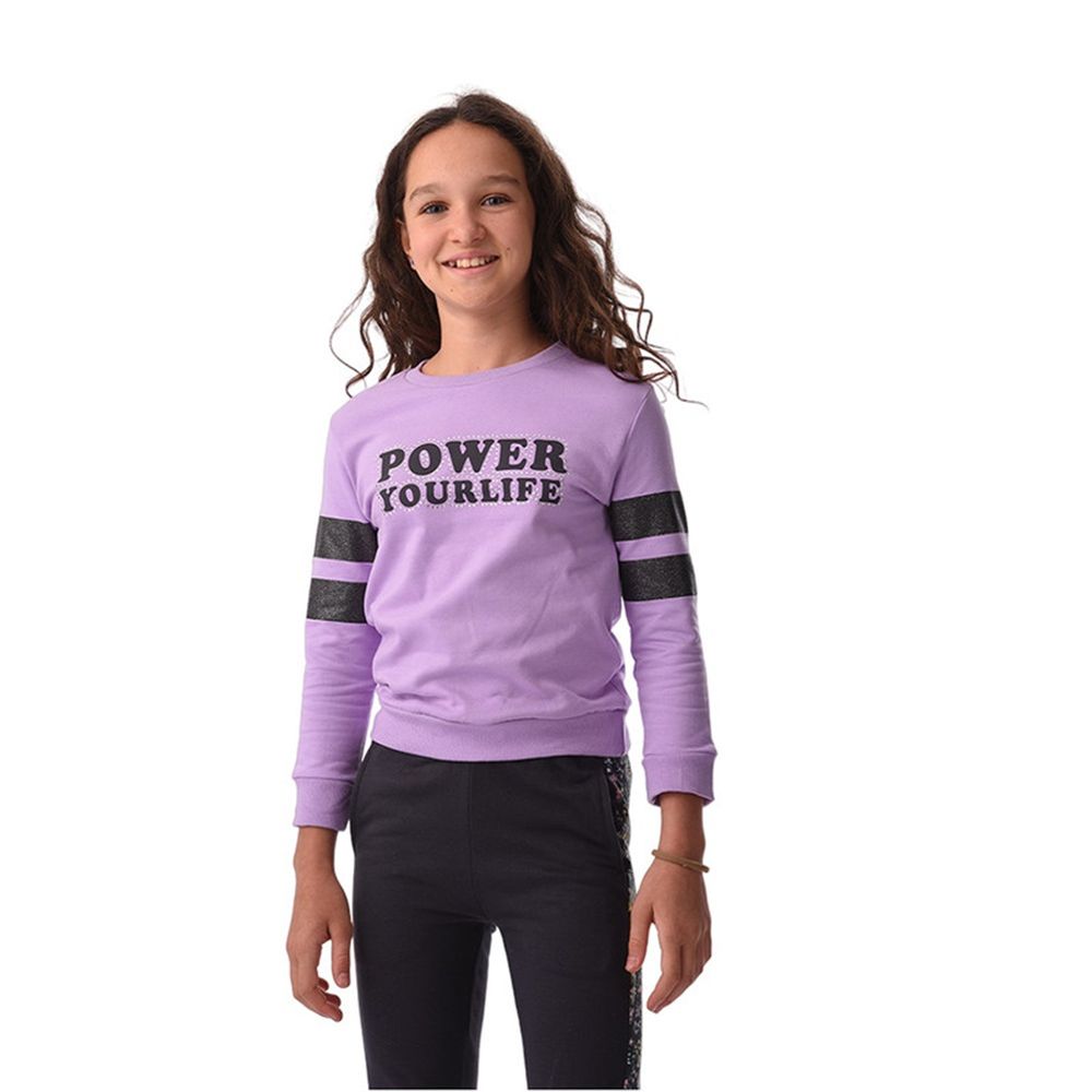 Urbasy - 2pc-Set - Full Sleeves Sweatshirt With Leggings - Lilac