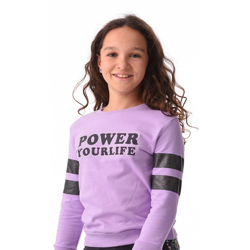 Urbasy - 2pc-Set - Full Sleeves Sweatshirt With Leggings - Lilac