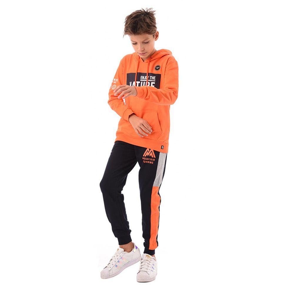 Urbasy - 2pc-Set - Cotton Sweatjacket With Joggers - Orange