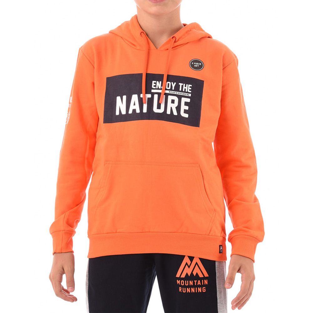 Urbasy - 2pc-Set - Cotton Sweatjacket With Joggers - Orange