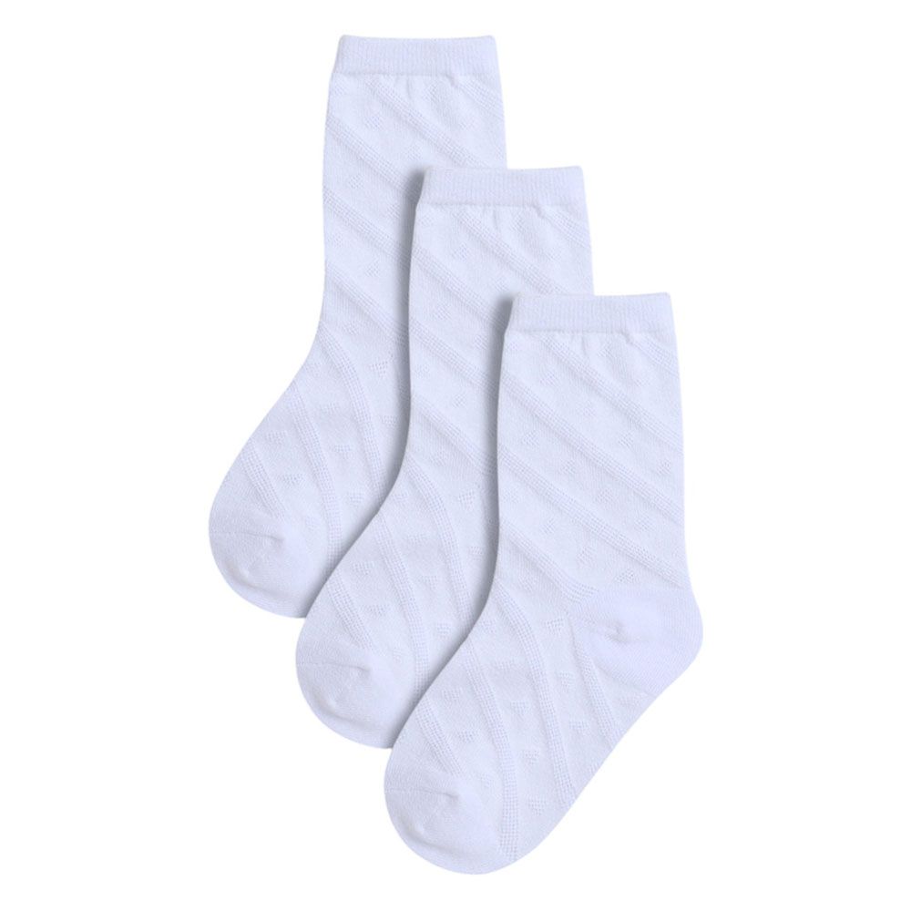 Victor And Jane - 3 Pairs Girls Socks - White