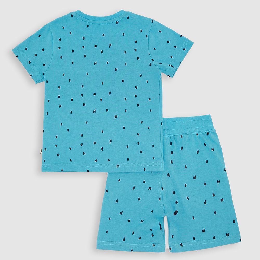 Victor and Jane - 2pc-Set - AOP Baby Boy T-Shirt & Shorts Set - Blue