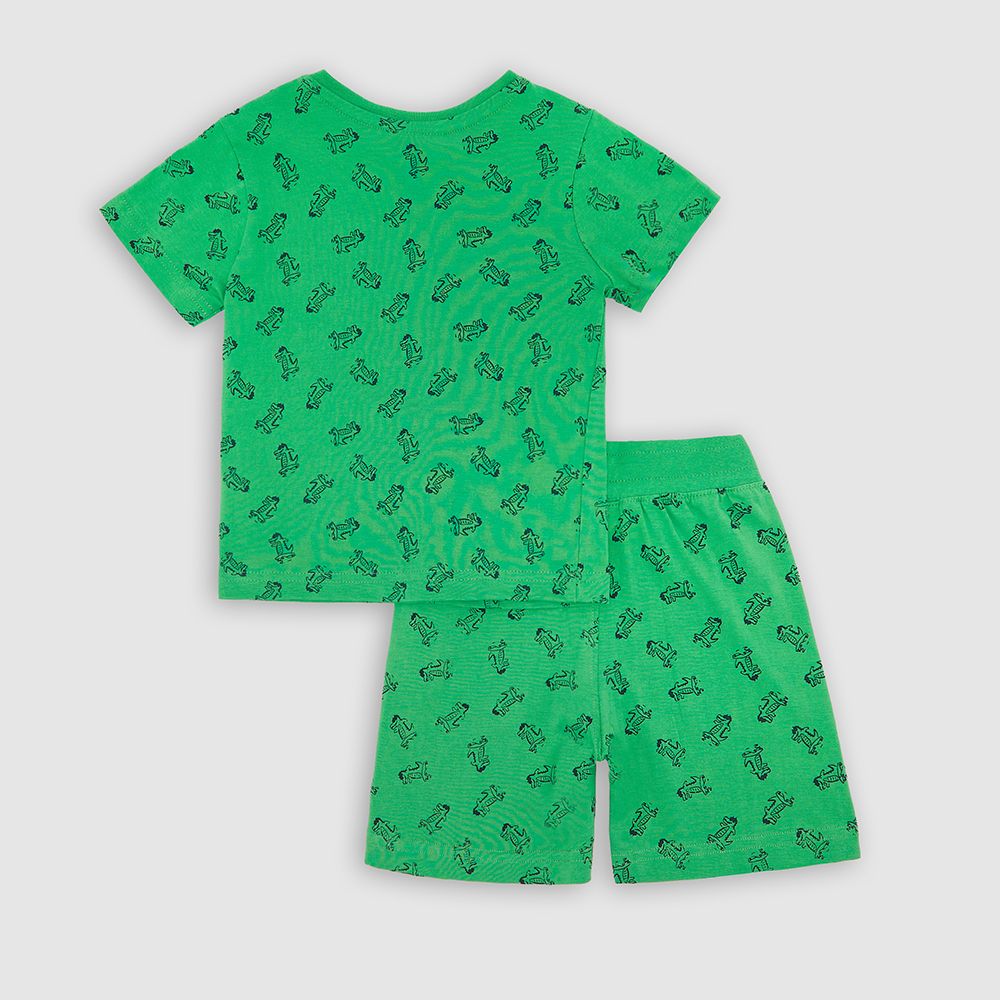 Victor and Jane - 2pc-Set - AOP Baby Boy T-Shirt & Shorts Set - Green