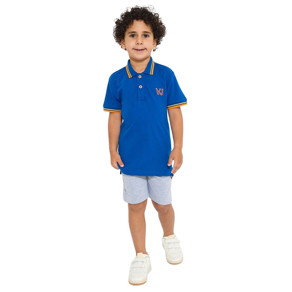 Victor and Jane - Solid Polo T-Shirt - Blue