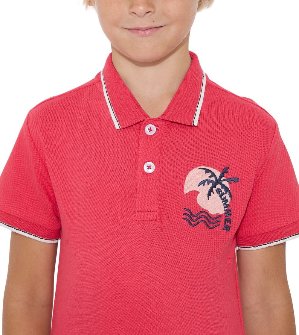 Victor and Jane - Junior Boy's Solid Polo T-Shirt - Fuschia