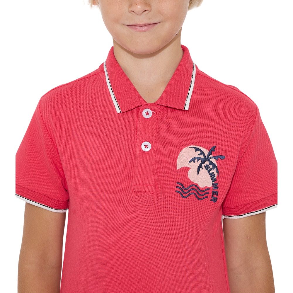 Victor and Jane - Junior Boy's Solid Polo T-Shirt - Fuschia