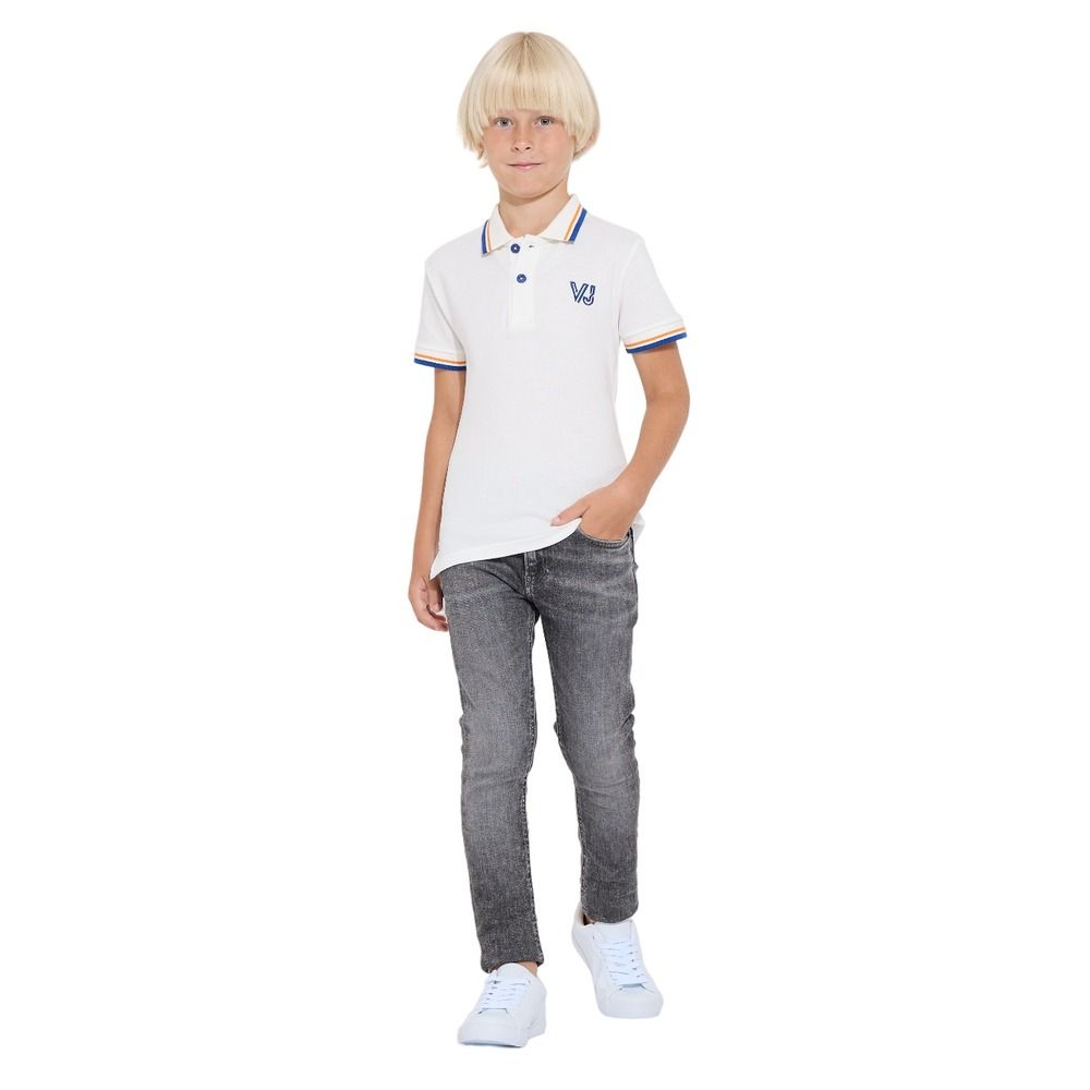 Victor and Jane - Junior Boys Solid Polo T-Shirt - Off-White