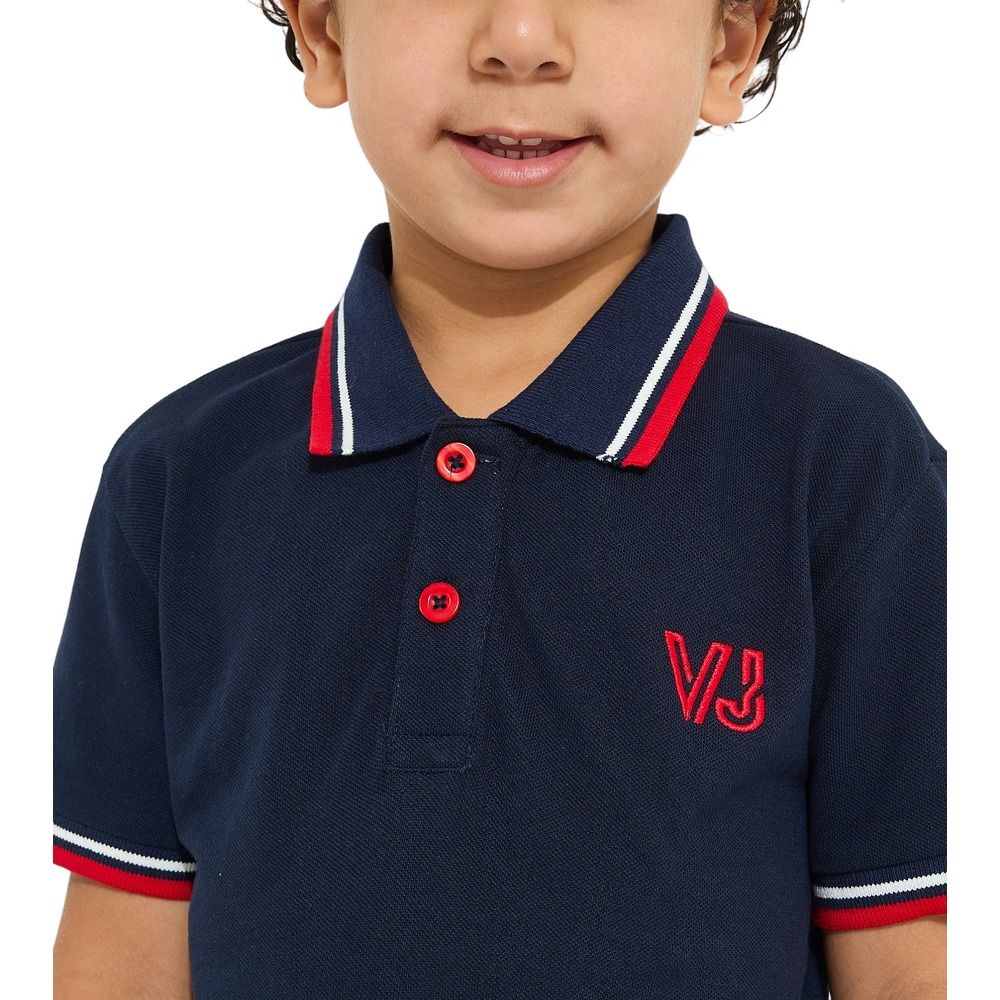 Victor and Jane - Junior Boys Solid Polo T-Shirt - Navy Blue