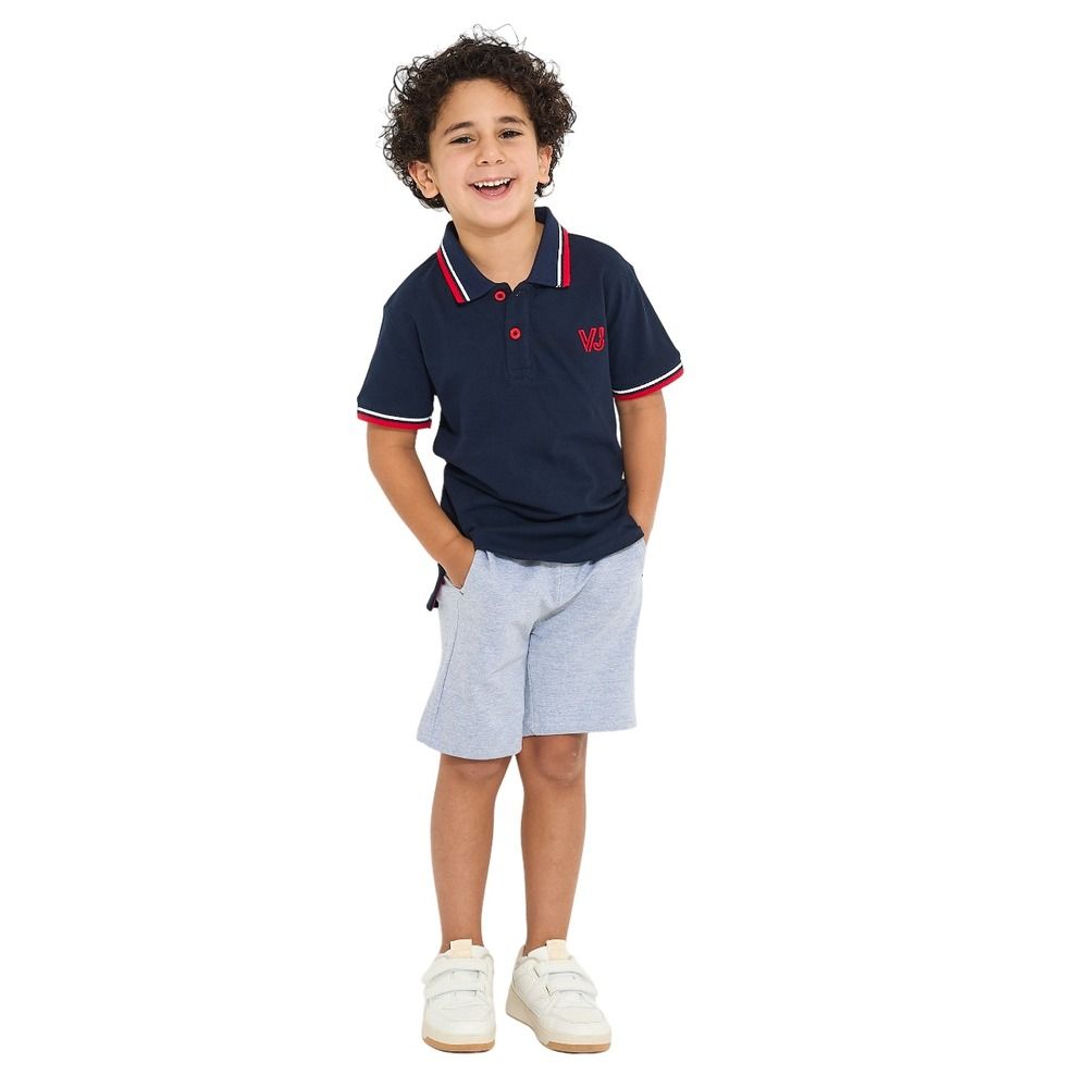 Victor and Jane - Junior Boys Solid Polo T-Shirt - Navy Blue