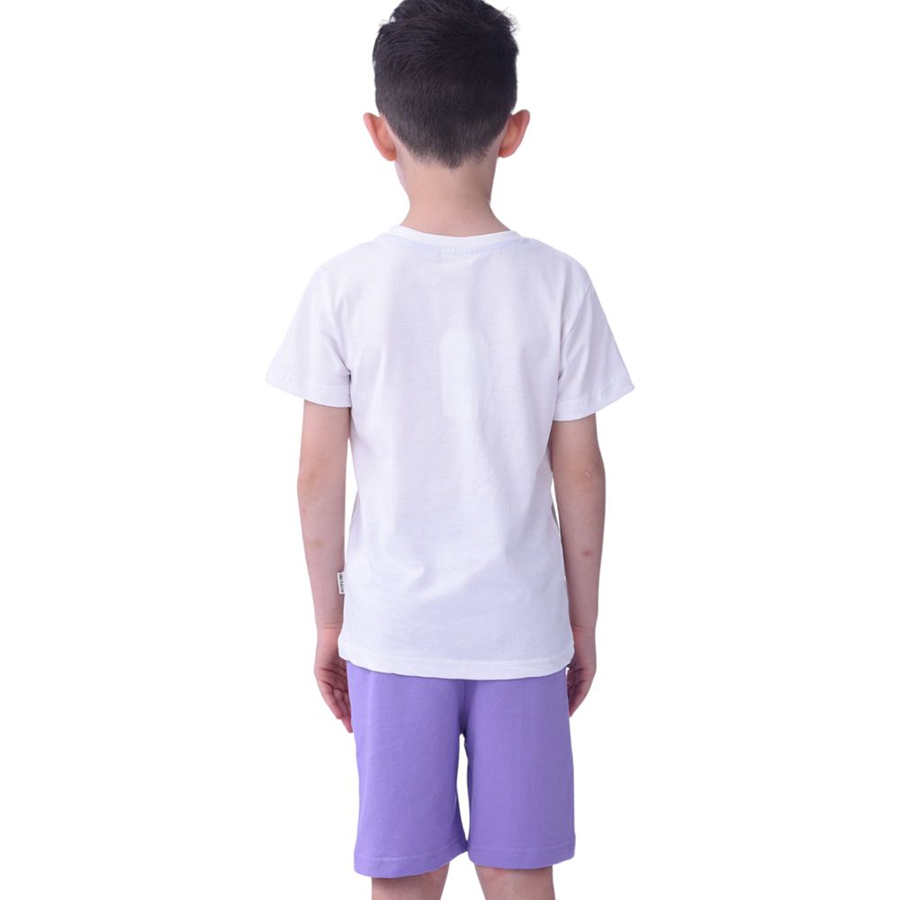 Victor and Jane - 2pc-Set - Limitless T-shirt & Shorts - White/Lilac