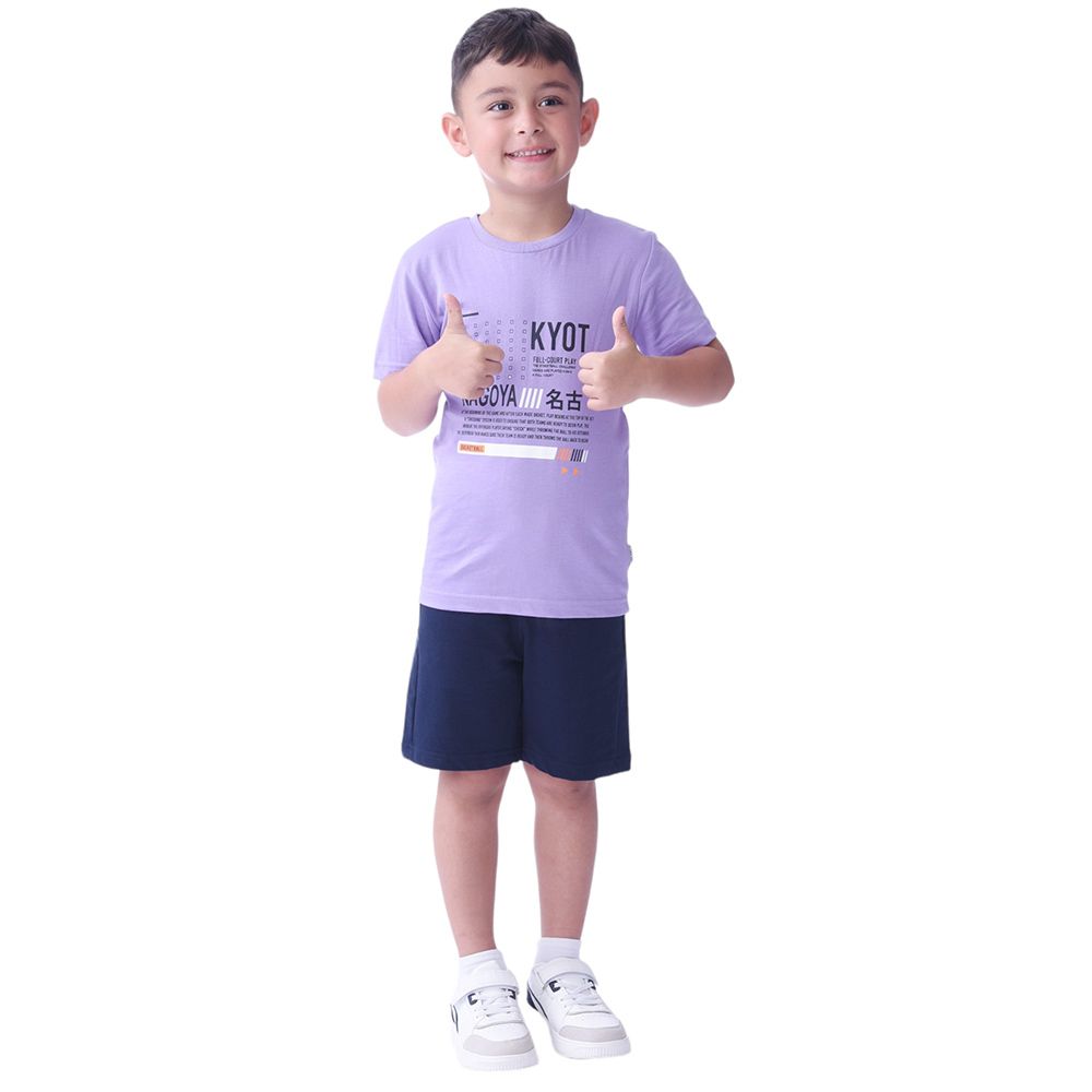 Victor and Jane - 2pc-Set - Kyot Nagoya T-shirt & Shorts - Lilac/Navy