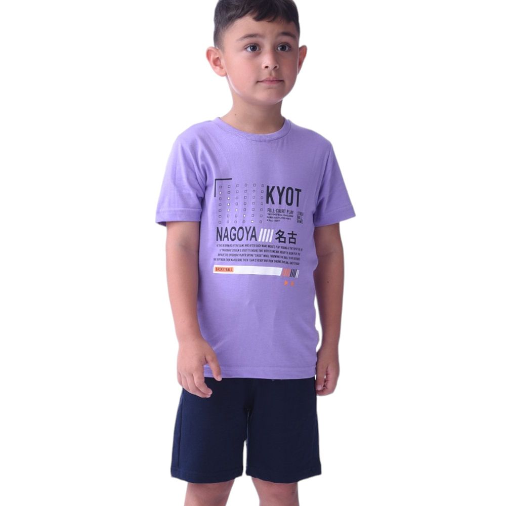 Victor and Jane - 2pc-Set - Kyot Nagoya T-shirt & Shorts - Lilac/Navy