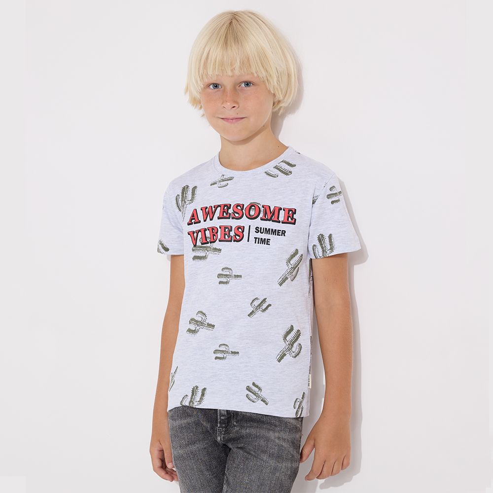 Victor and Jane - Junior Boys' T-Shirt - 3pc Set - Grey, Coral & Olive