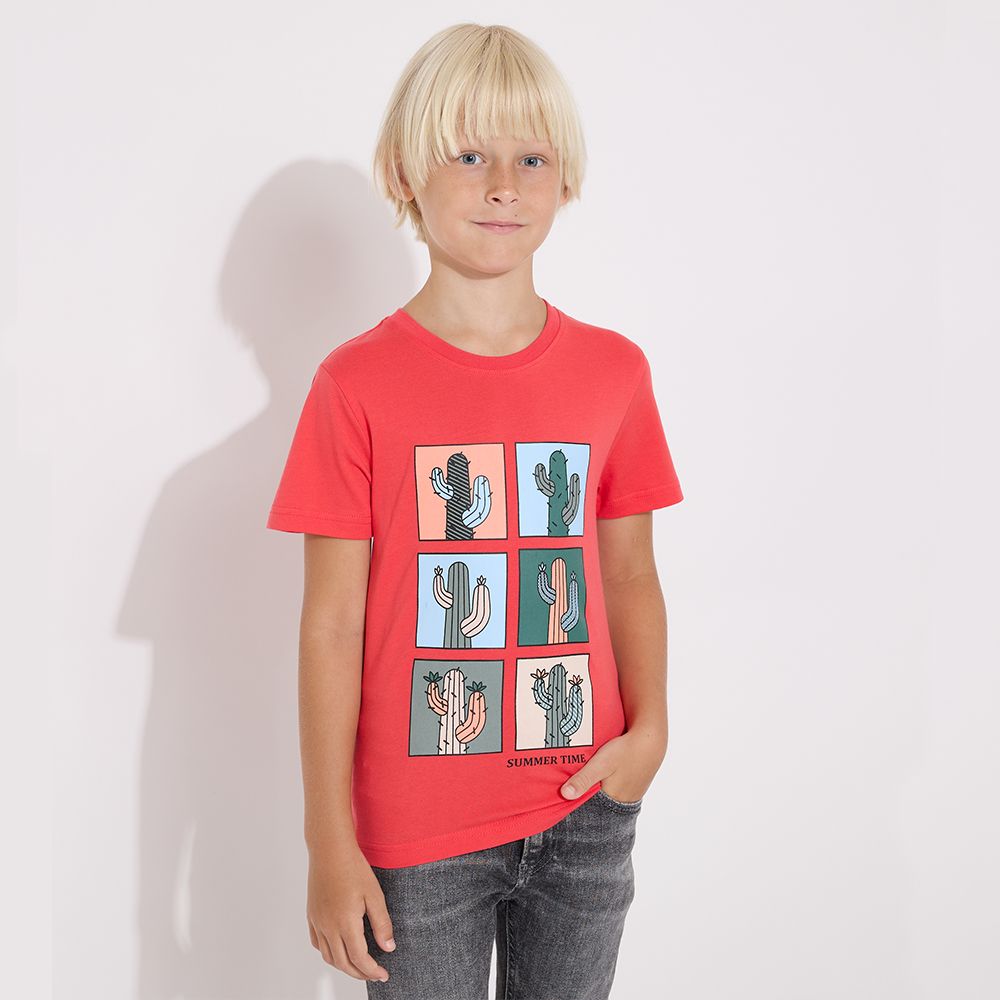 Victor and Jane - Junior Boys' T-Shirt - 3pc Set - Grey, Coral & Olive