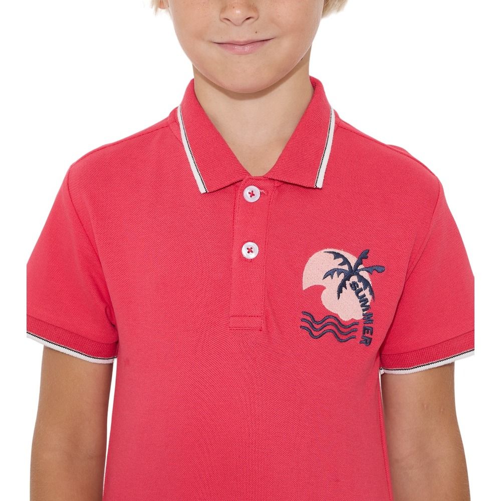 Victor and Jane - Boys' Short Sleeve Polo Shirt - Pink