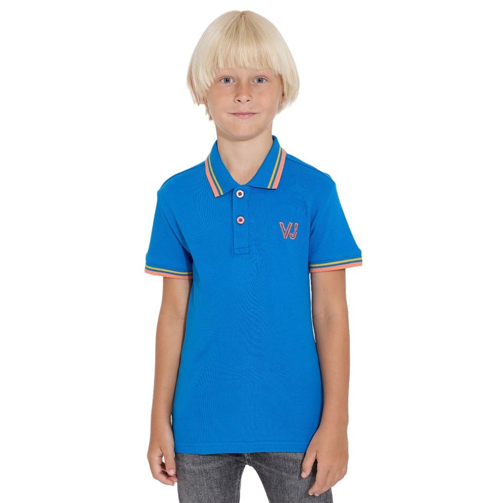 Victor and Jane - Boys' Short Sleeve Polo Shirt - Blue