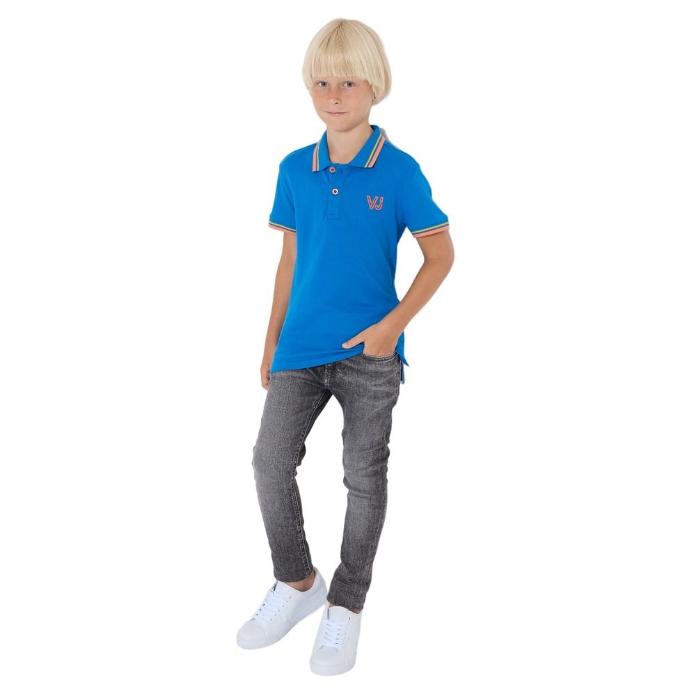 Victor and Jane - Boys' Short Sleeve Polo Shirt - Blue