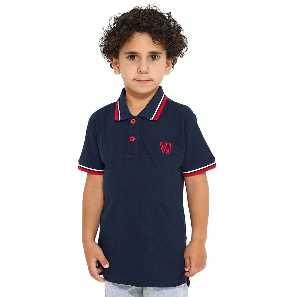 Victor and Jane - Boys' Polo Short Sleeve Shirt - Navy Blue