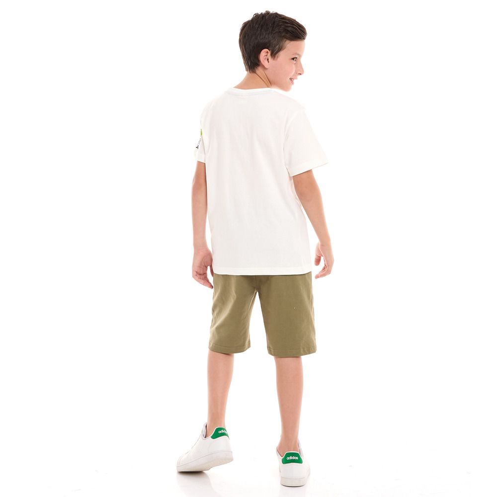 Victor and Jane - 2pc-Set - Boy's T-Shirt And Shorts - Off-White/Olive